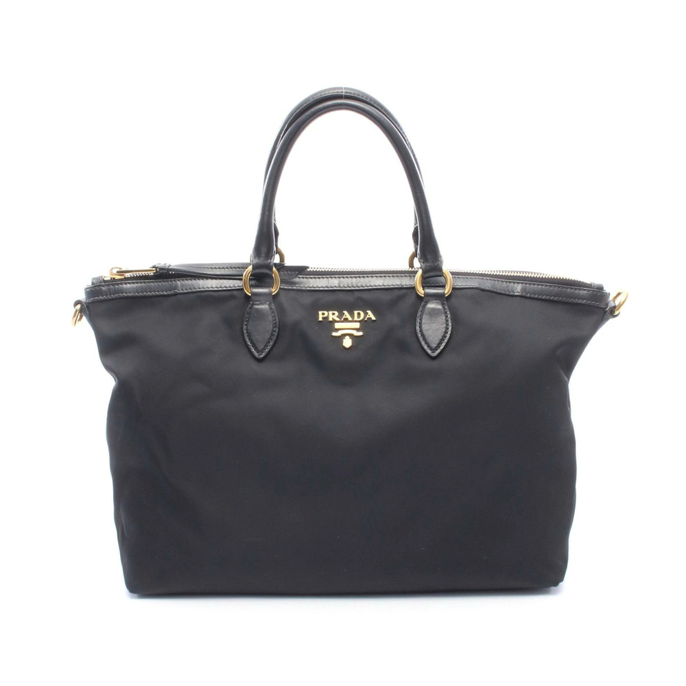 Prada TESSUTOSOFT Tote Bag Leather Black